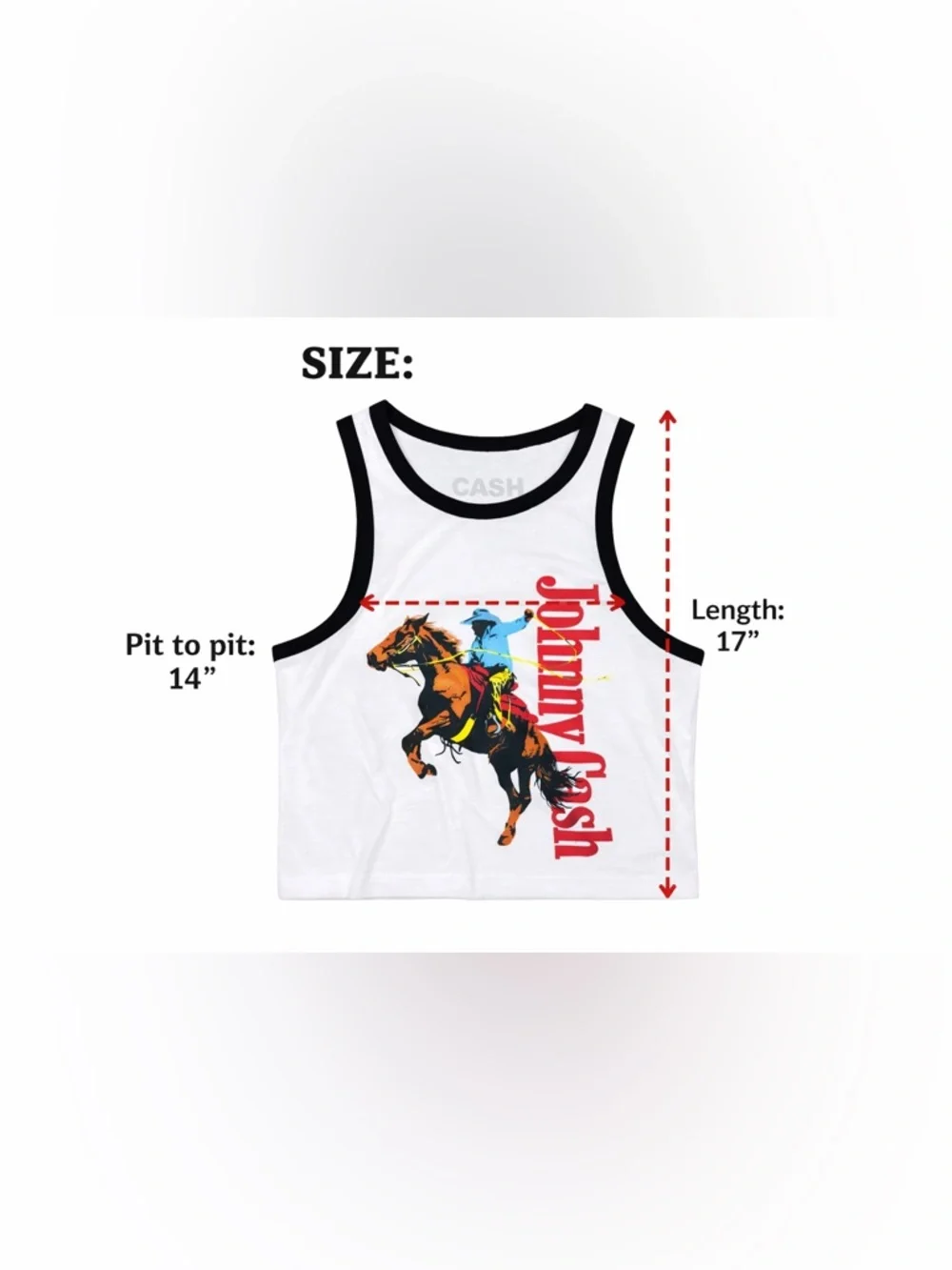 Johnny Cash Graphic Crop Tank Small Western Cowboy Rodeo Top - Picture 3 of 3